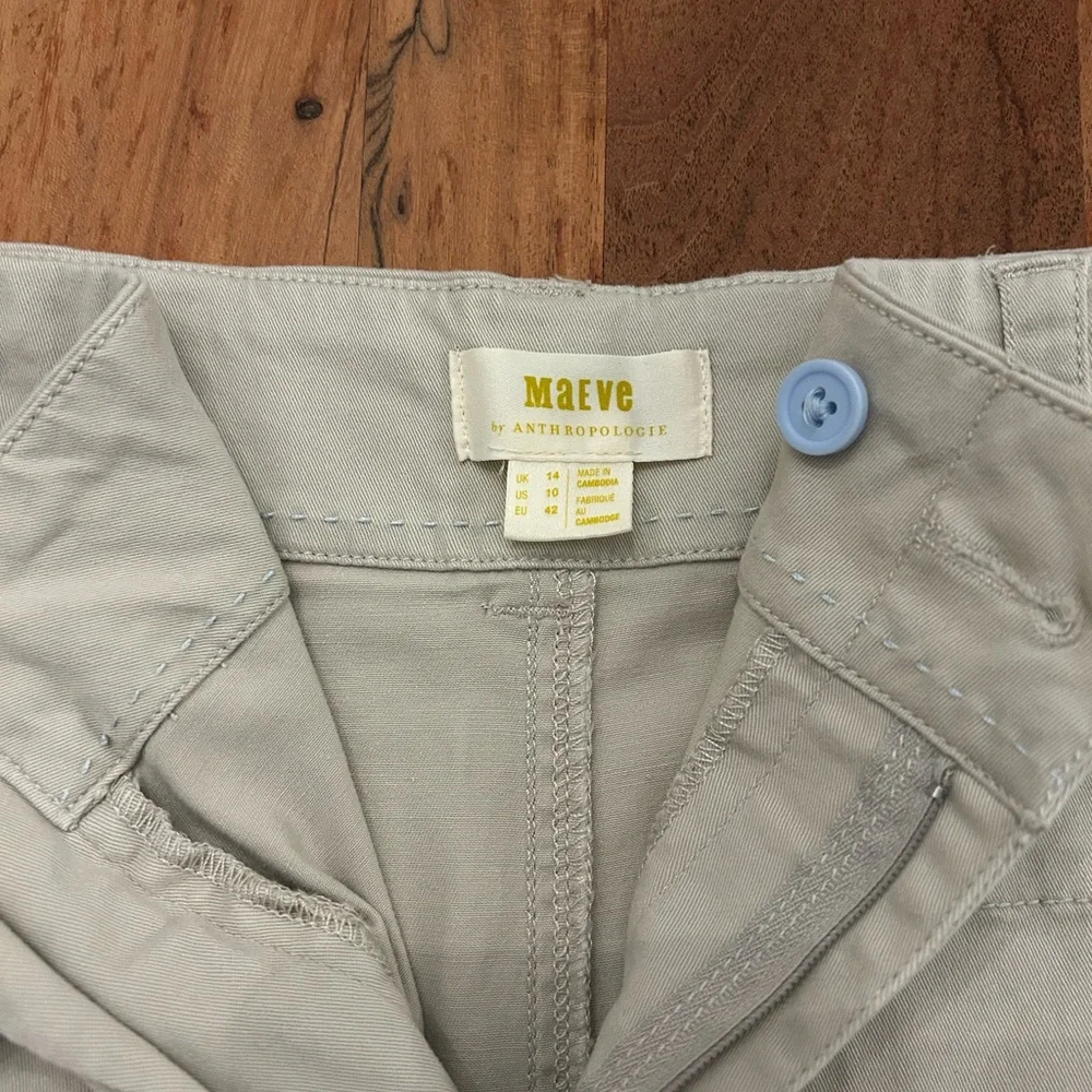 Maeve Cream Cropped Wide-Leg Jeans with Yellow & Gray Zigzag Hem - Picture 3 of 6